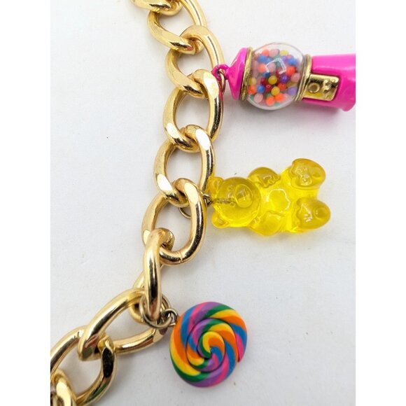 Dylans Necklace Gold Chain w/charms Lollipop Chocolate Candy Swed. Fish Rare vtg - Picture 4 of 16